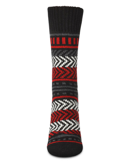 Zag Dash Chunky Knit Boot Socks : Color: Black