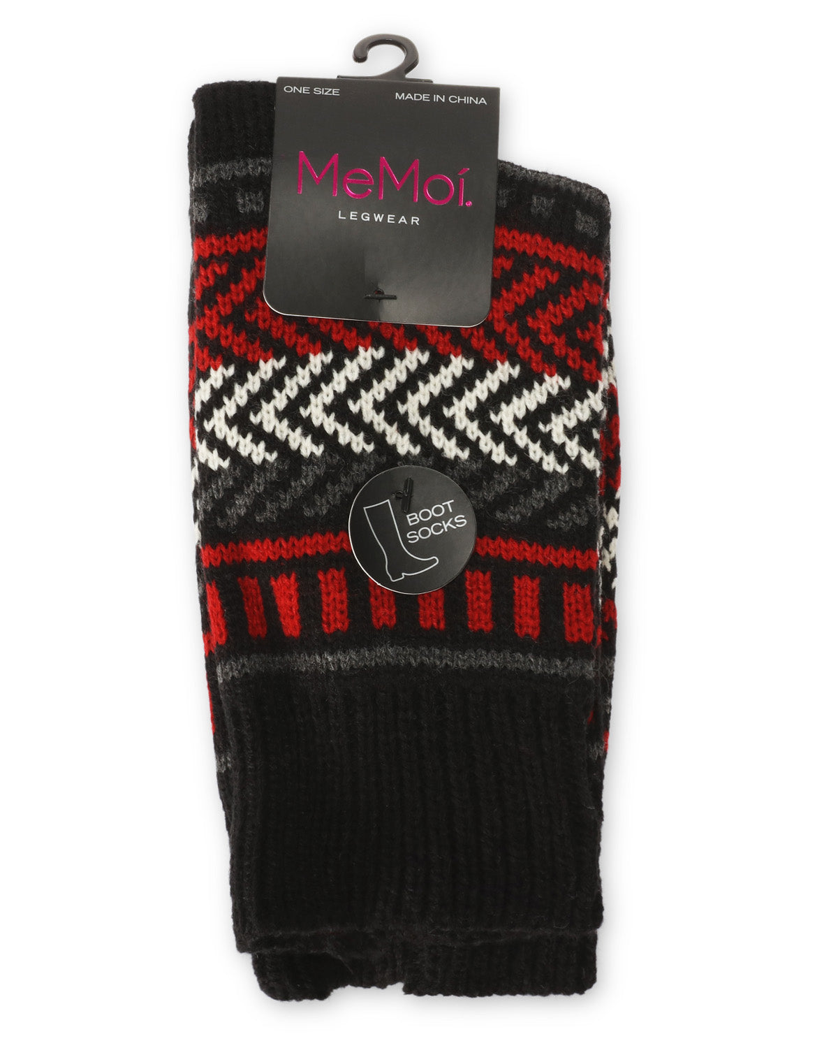 Zag Dash Chunky Knit Boot Socks : Color: Black