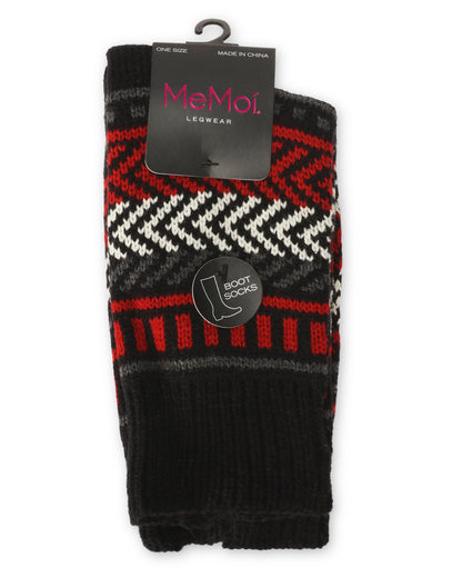 Zag Dash Chunky Knit Boot Socks : Color: Black