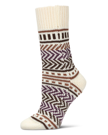 Zag Dash Chunky Knit Boot Socks : Color: Winter White