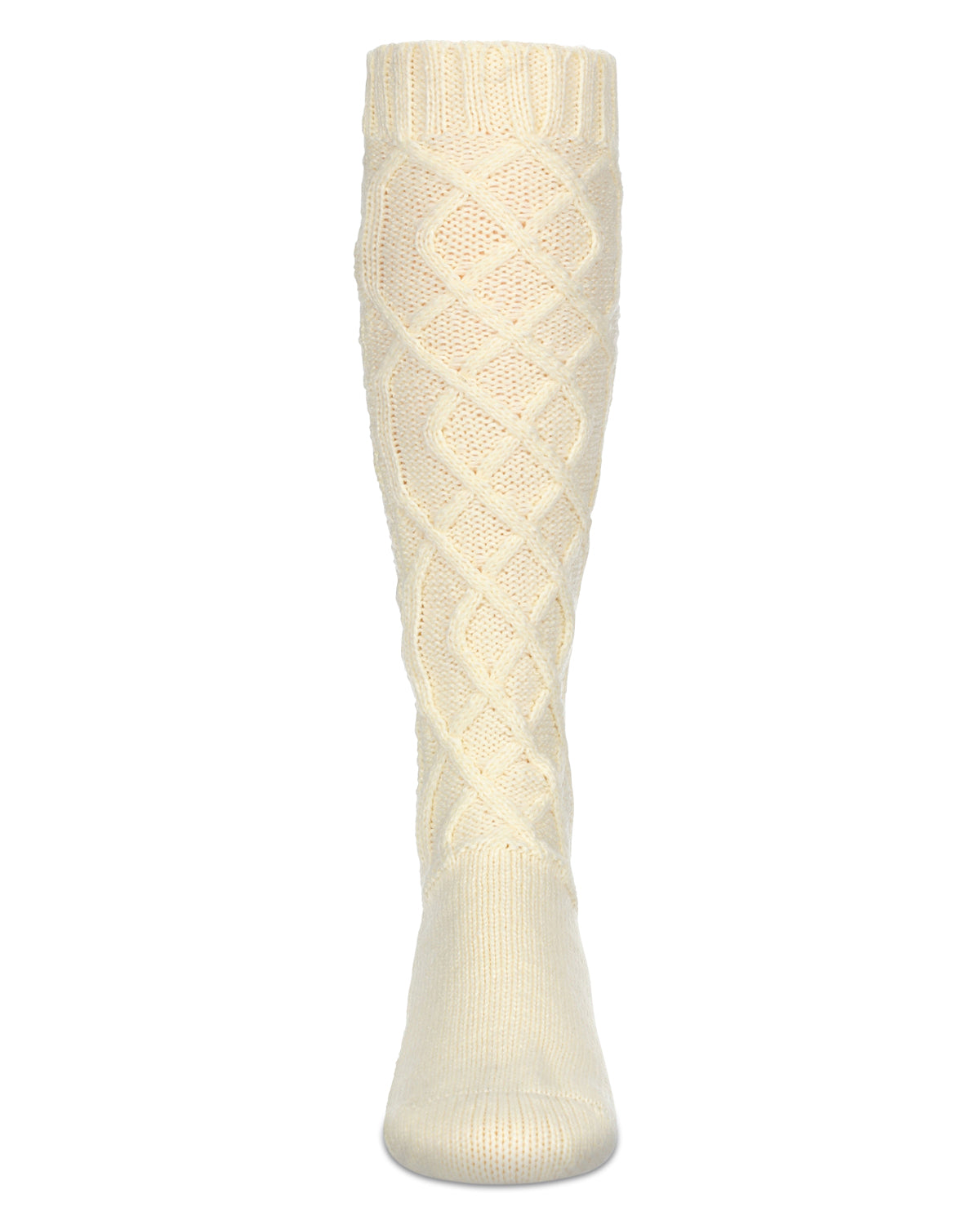 Women's Twist Maze Chunky Knit Knee High Socks : Color: Cream