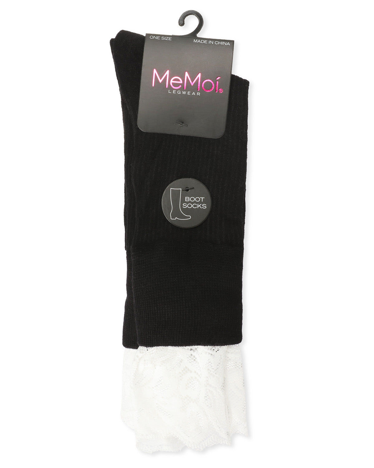 Women's Delicate Lace Slant Ribbed Crew Socks : Color: Black