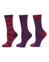 3 Pair Women's Buttersoft Crew Socks - Stripes and Solid Colors