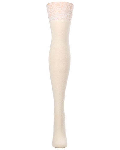 Femme Lace Cotton Blend Over The Knee Sock : Color: Winter White