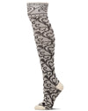 Swirly Vine Over The Knee Cotton Blend Sock : Color: Winter White