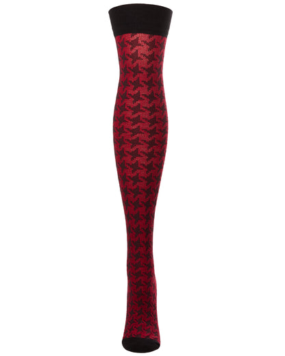 Houndstooth Over The Knee Warm Socks : Color: Red