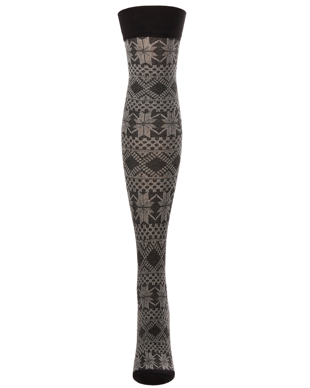 Flake Zone Cotton Blend Over The Knee Warm Socks : Color: Black