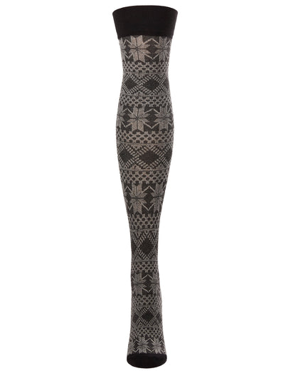 Flake Zone Cotton Blend Over The Knee Warm Socks : Color: Black