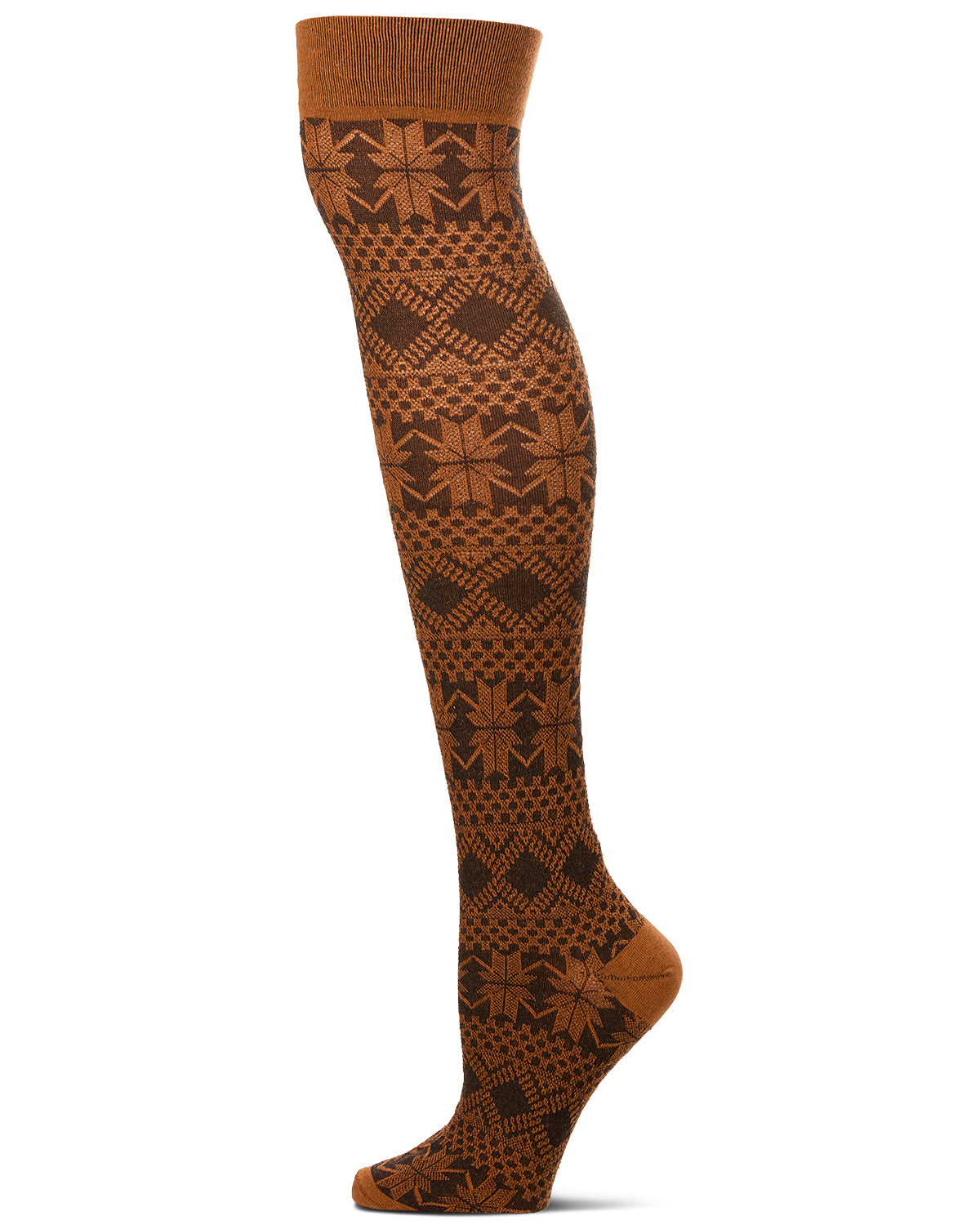 Flake Zone Cotton Blend Over The Knee Warm Socks : Color: Sudan Brown