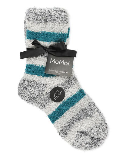 Women's 2 Pair Pack Striped/Solid Cozy Crew Socks : Color: Burgundy