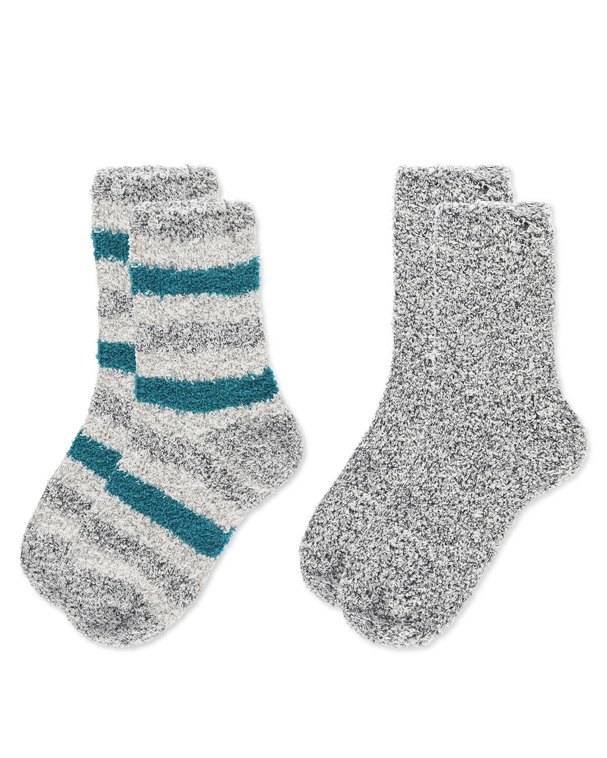 Women's 2 Pair Pack Striped/Solid Cozy Crew Socks : Color: Burgundy