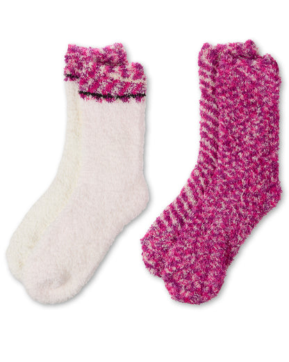 2 Pair Women's FuzzBlend Cozy Collection Crew Socks : Color: Byzantium