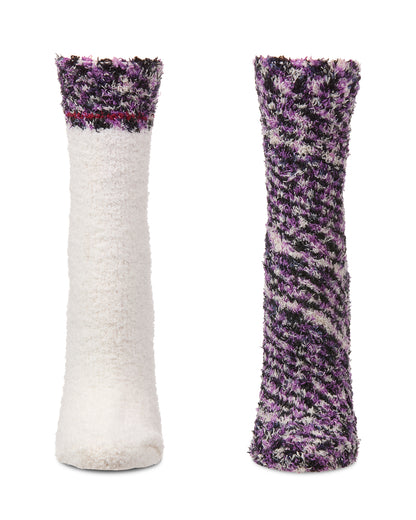 2 Pair Women's FuzzBlend Cozy Collection Crew Socks : Color: Byzantium