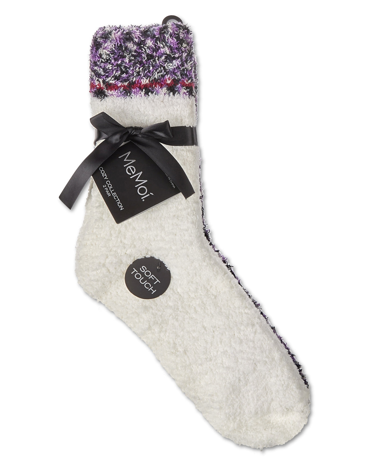 2 Pair Women's FuzzBlend Cozy Collection Crew Socks : Color: Byzantium