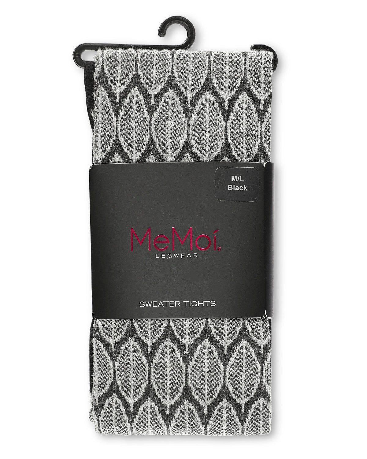 Leaf Patterned Cotton Blend Sweater Tights : Color: Black