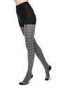 Leaf Patterned Cotton Blend Sweater Tights : Color: Black