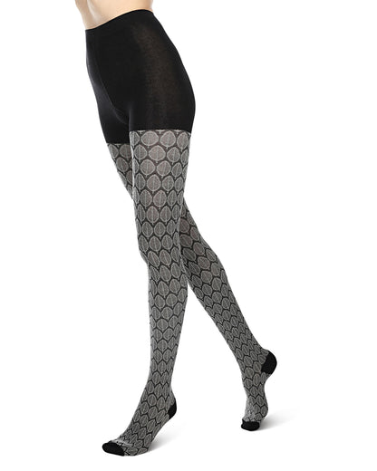 Leaf Patterned Cotton Blend Sweater Tights : Color: Black