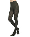 Leaf Patterned Cotton Blend Sweater Tights : Color: Rosin Heather