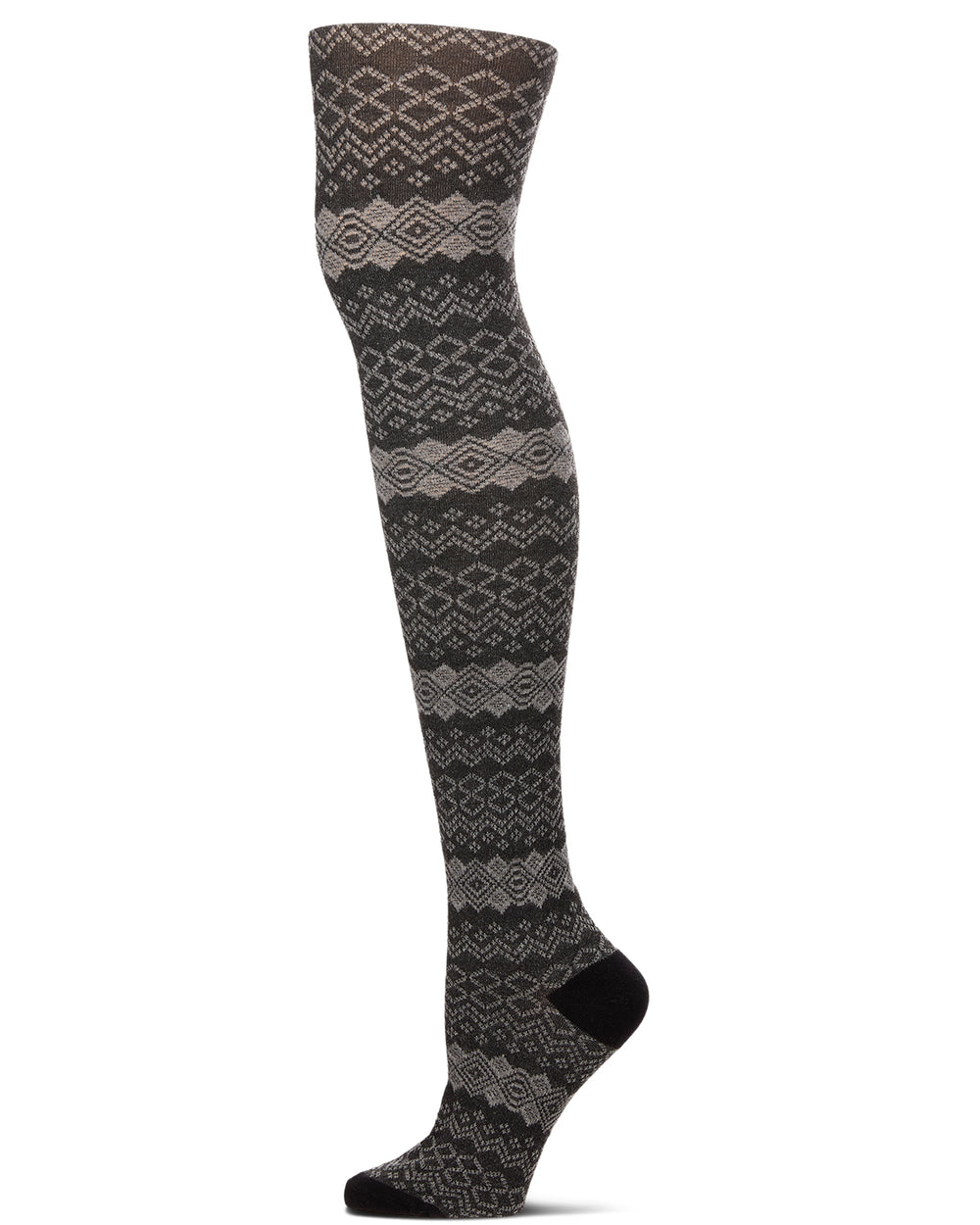 Horizontal Diamond Cotton Blend Sweater Tights : Color: Black