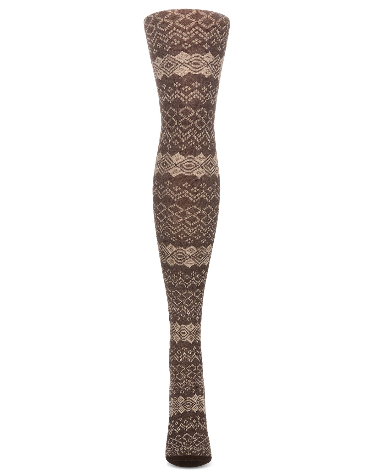 Horizontal Diamond Cotton Blend Sweater Tights : Color: Brown Heather