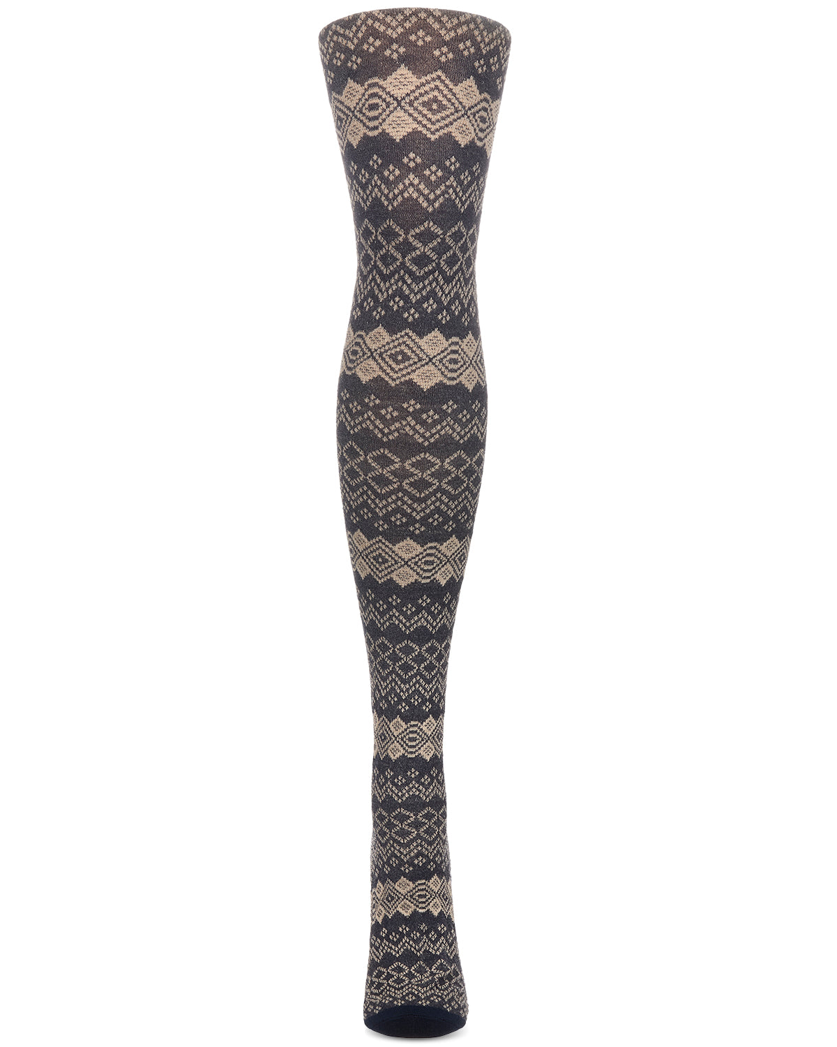 Horizontal Diamond Cotton Blend Sweater Tights : Color: Navy Blazer