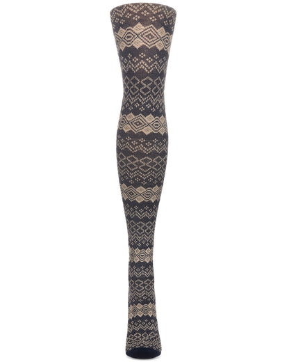 Horizontal Diamond Cotton Blend Sweater Tights : Color: Navy Blazer