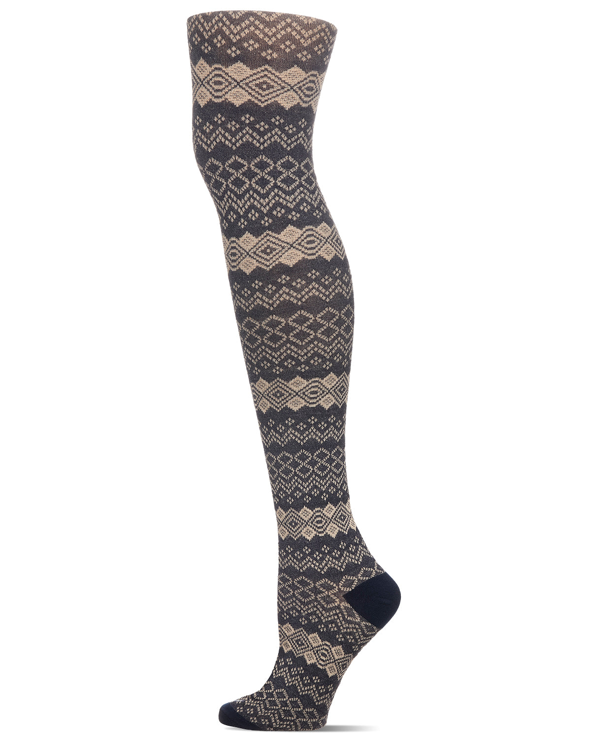 Horizontal Diamond Cotton Blend Sweater Tights : Color: Navy Blazer