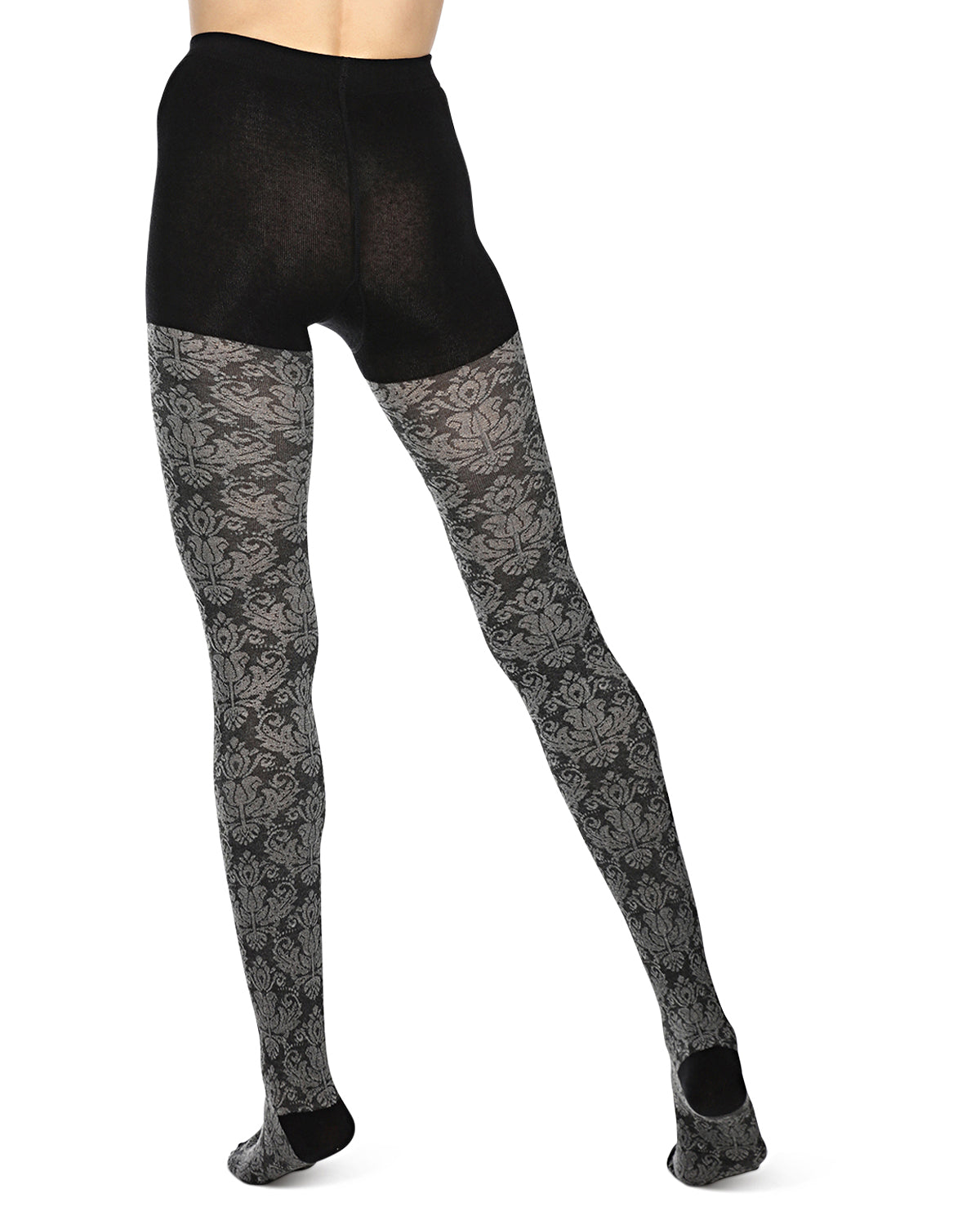 Baroque Patterned Cotton Blend Sweater Tights : Color: Black