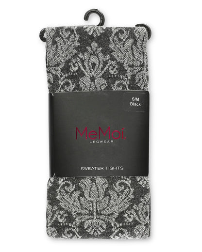 Baroque Patterned Cotton Blend Sweater Tights : Color: Black