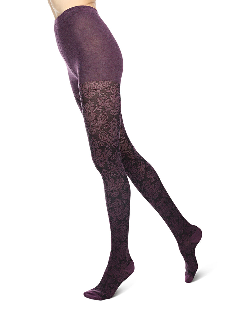 Baroque Patterned Cotton Blend Sweater Tights
