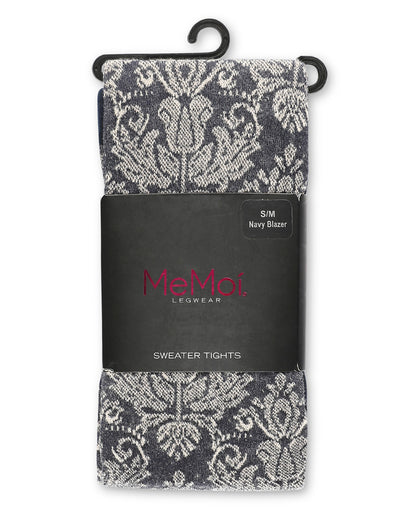 Baroque Patterned Cotton Blend Sweater Tights : Color: NavyBlazer