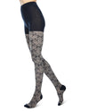 Baroque Patterned Cotton Blend Sweater Tights : Color: Navy Blazer