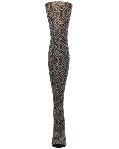 Trellis Patterned Cotton Blend Sweater Tights : Color: Black