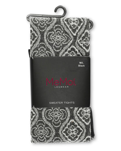 Trellis Patterned Cotton Blend Sweater Tights : Color: Black