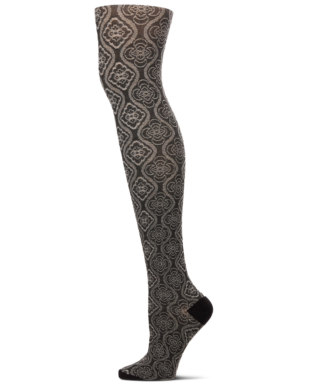 Trellis Patterned Cotton Blend Sweater Tights : Color: Black
