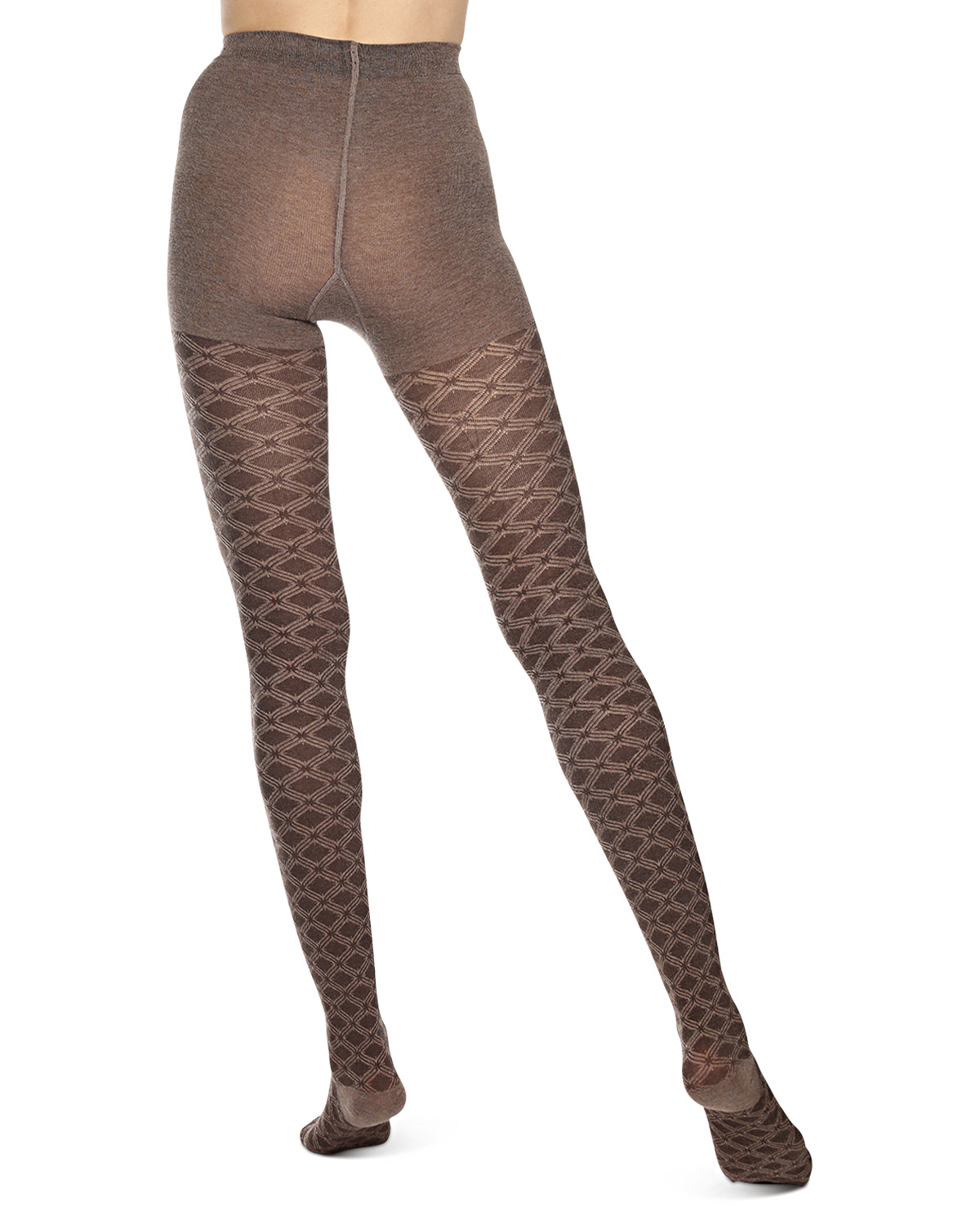 Diamond Patterned Cotton Blend Sweater Tights : Color: Taupe Heather