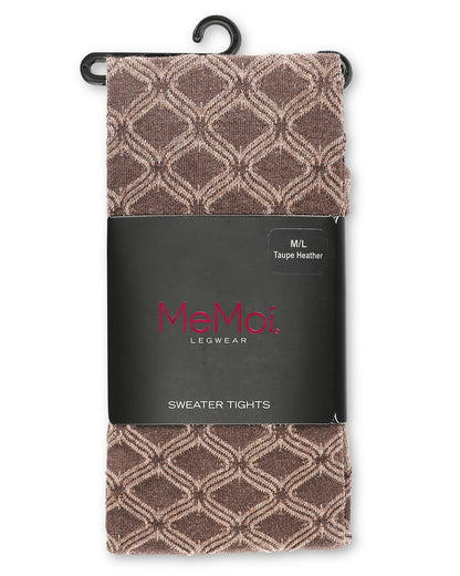Diamond Patterned Cotton Blend Sweater Tights : Color: Taupe Heather