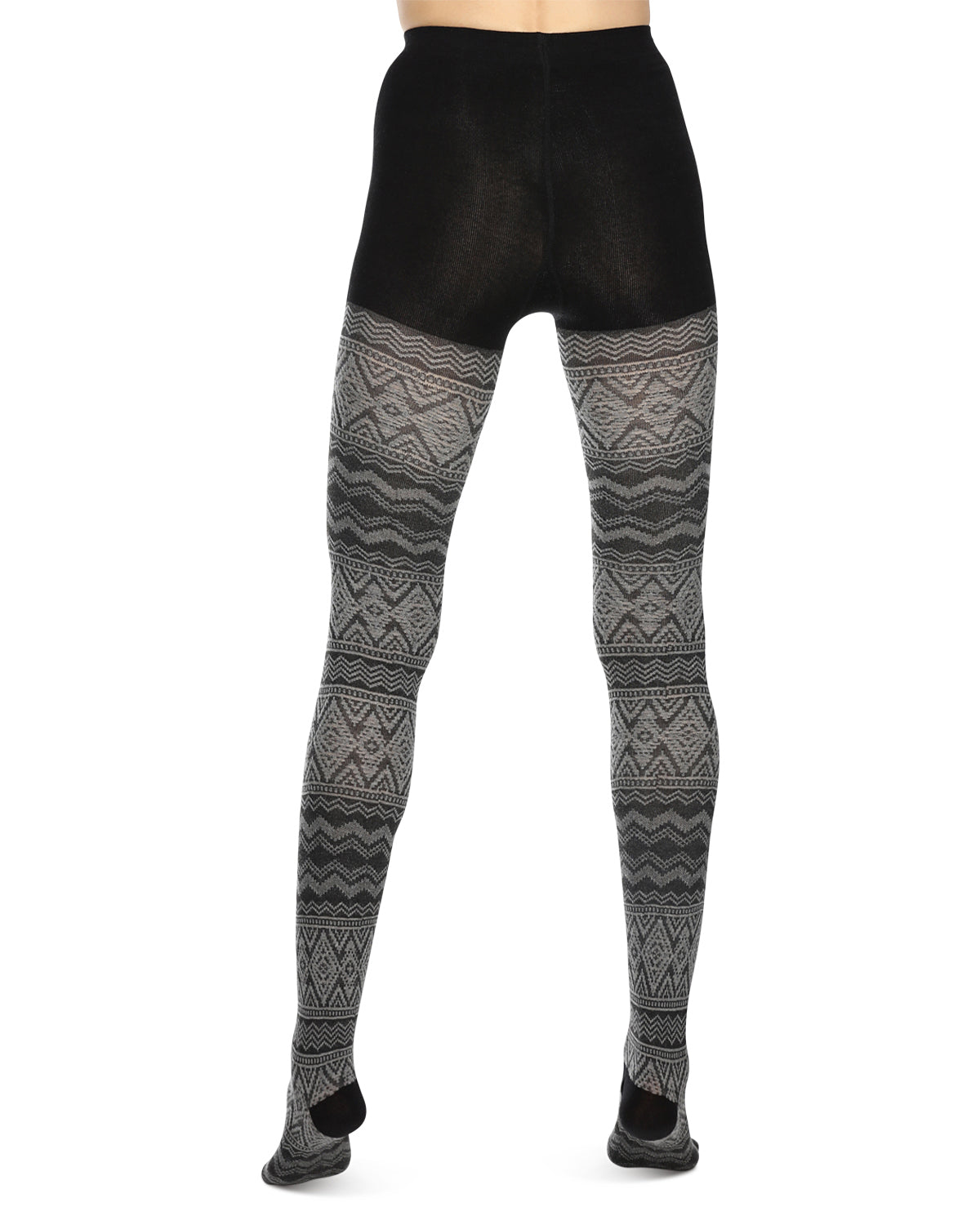 Diamond Fair Isle Patterned Cotton Blend Sweater Tights : Color: Black