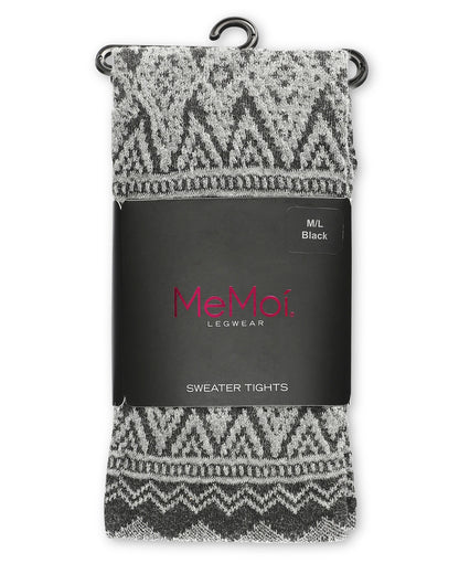 Diamond Fair Isle Patterned Cotton Blend Sweater Tights : Color: Black