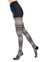 Diamond Fair Isle Patterned Cotton Blend Sweater Tights : Color: Navy Blazer