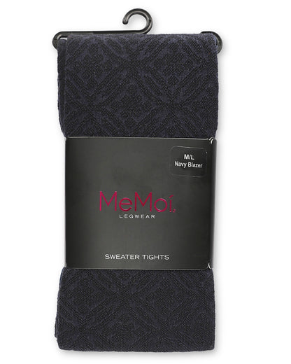 Women's Flattering Floral and Circular Pattern Sweater Tights : Color: Navy Blazer