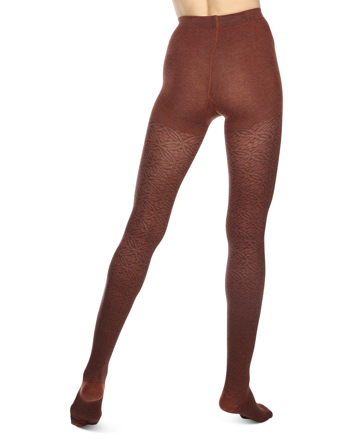 Women's Flattering Floral and Circular Pattern Sweater Tights : Color: Spiced Heather