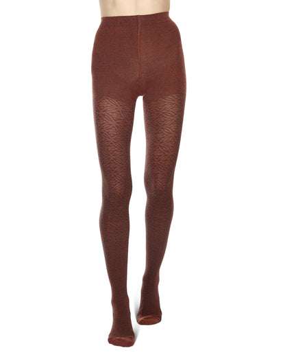 Women's Flattering Floral and Circular Pattern Sweater Tights : Color: Spiced Heather