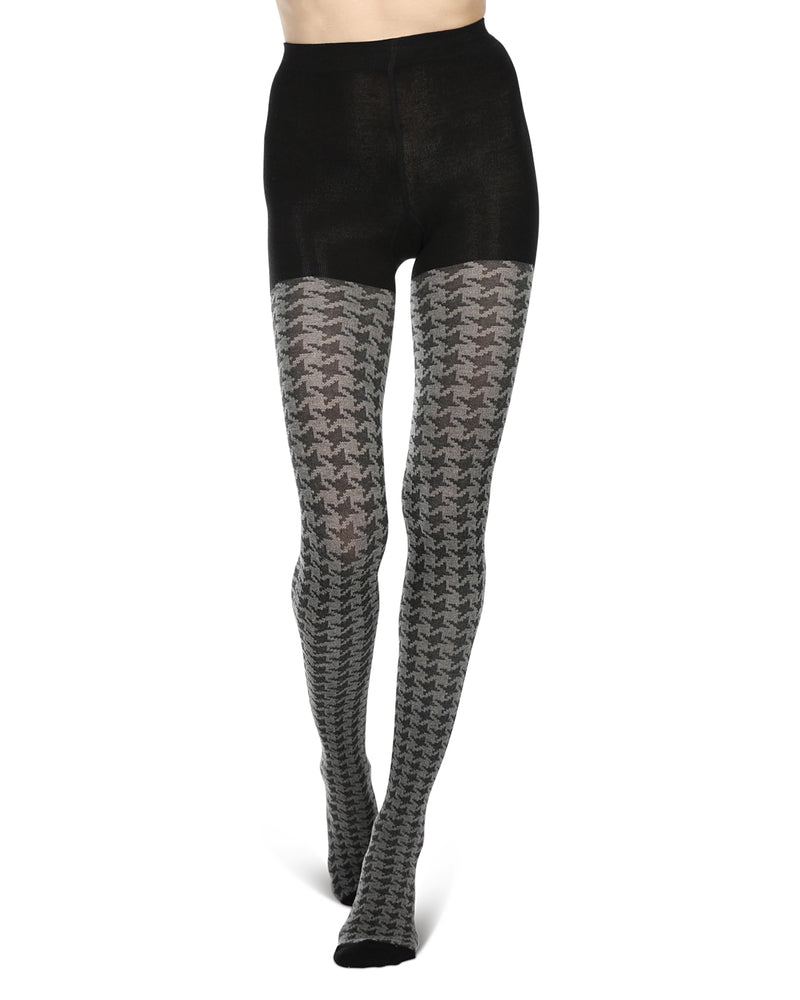 Houndstooth Patterned Cotton Blend Sweater Tights