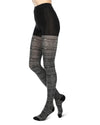 Holiday Snowflake Patterned Cotton Blend Sweater Tights : Color: Black