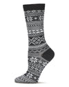 Women's Fairisle Mixed Stripe Crew Socks : Color: Black
