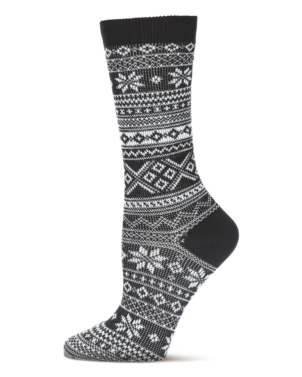 Women's Fairisle Mixed Stripe Crew Socks : Color: Black