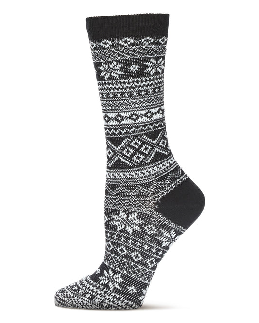 Women's Fairisle Mixed Stripe Crew Socks : Color: Black