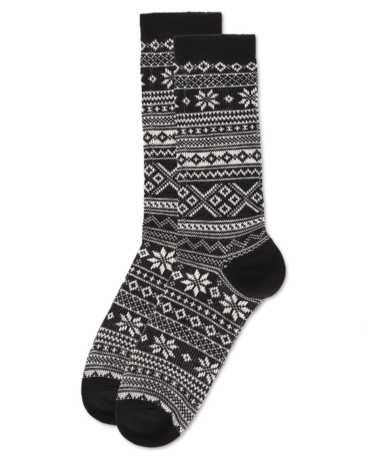 Women's Fairisle Mixed Stripe Crew Socks : Color: Black