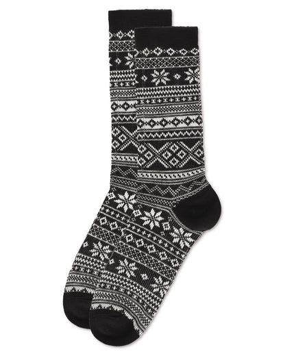 Women's Fairisle Mixed Stripe Crew Socks : Color: Black